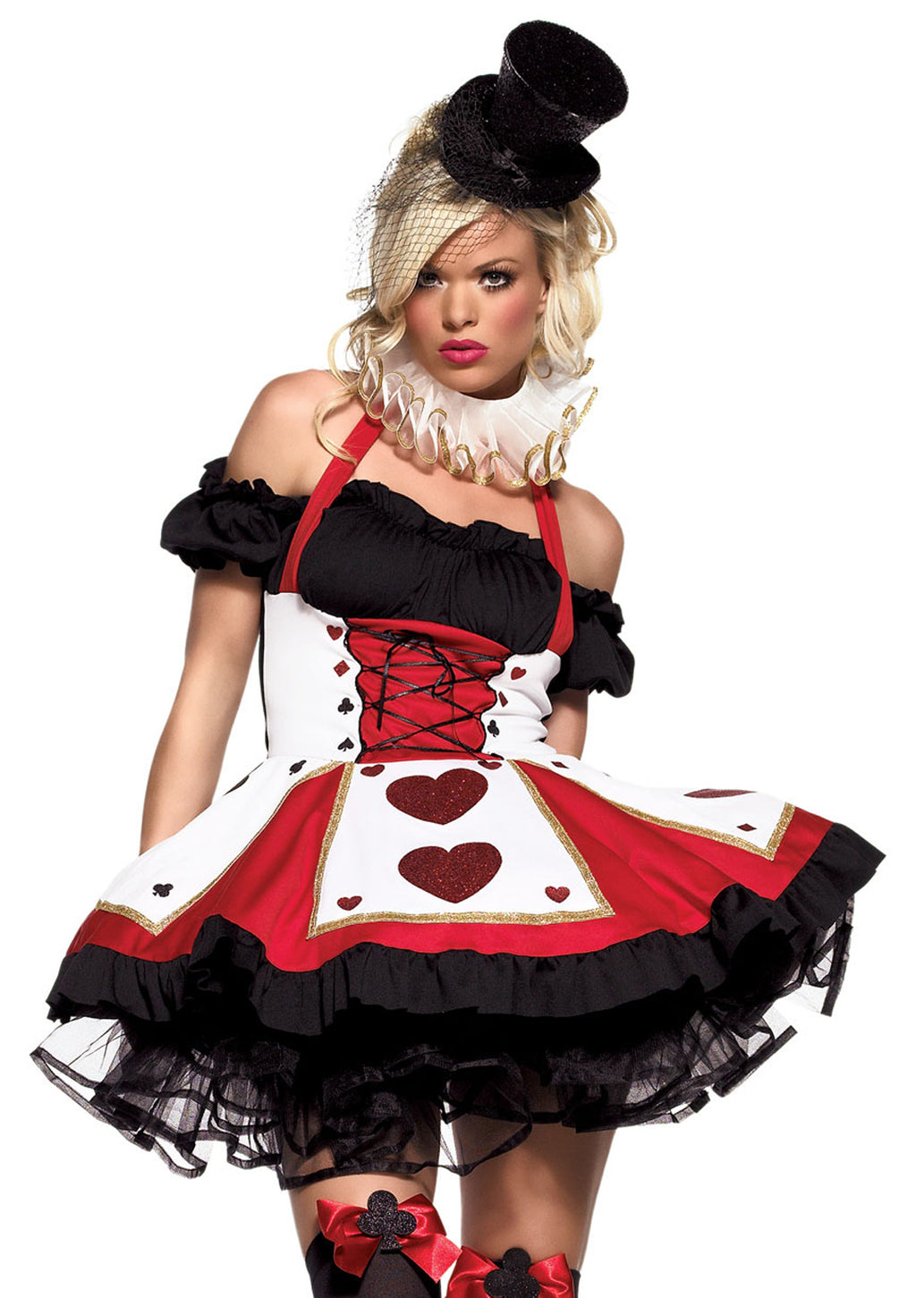 2pc. Pretty Playing Card Costume  includes dress and neck piece SML/MED RED/BLACK