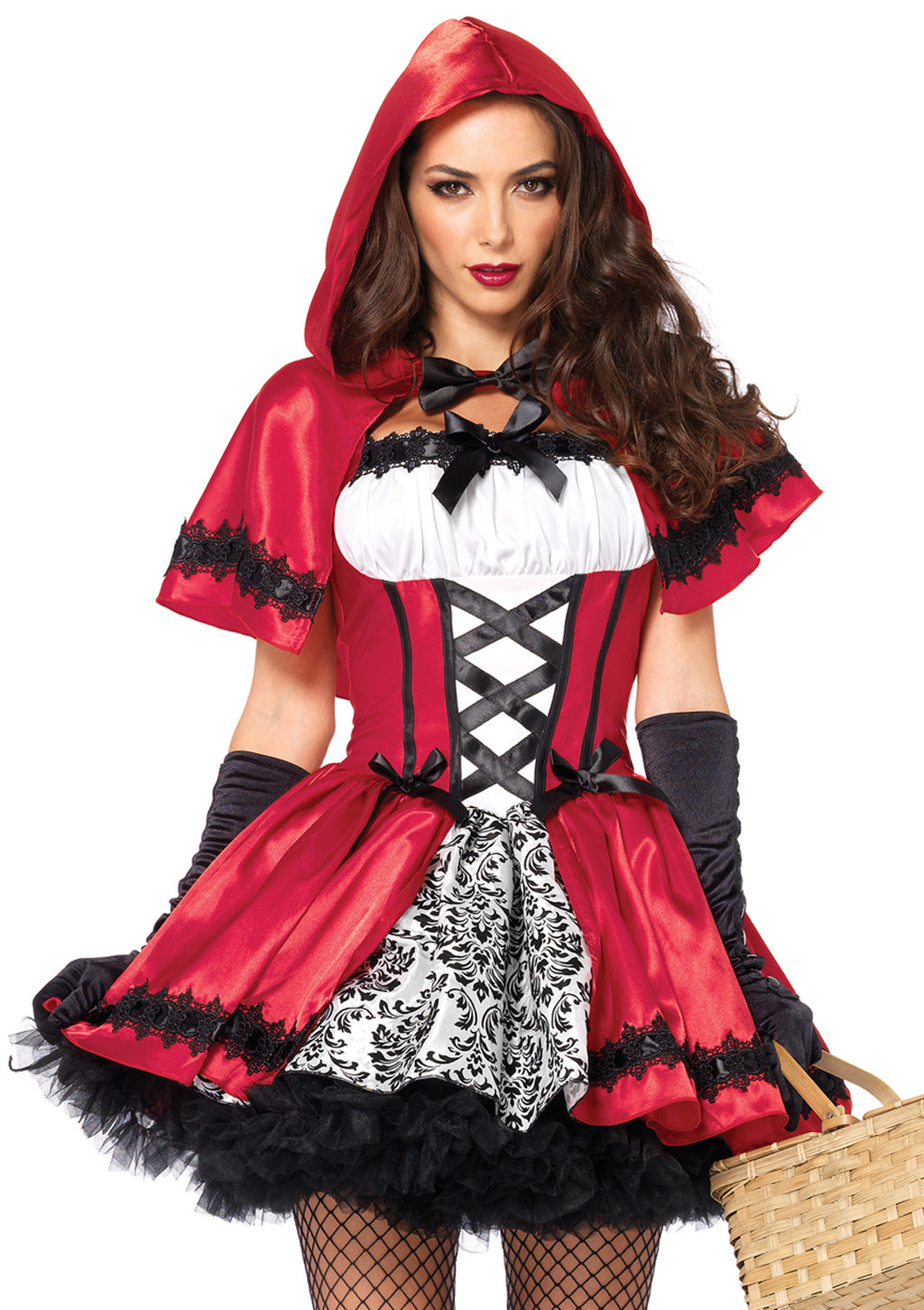 Leg Avenue 2 PC. Gothic Red Riding Hood, Red/White Color