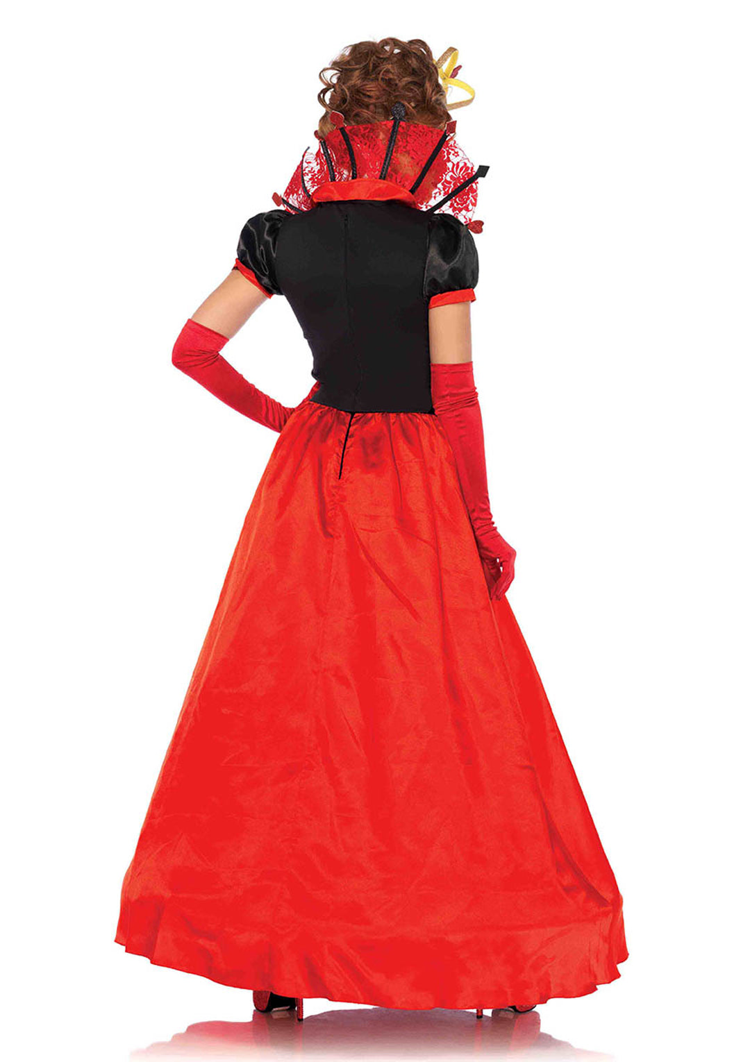 2PC.Deluxe Queen of Hearts,ball gown and matching crown SMALL MULTICOLOR