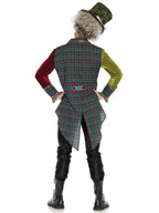 3PC.Deluxe Mad Hatter,includes multi print jacket,neck tie dickie and top hat