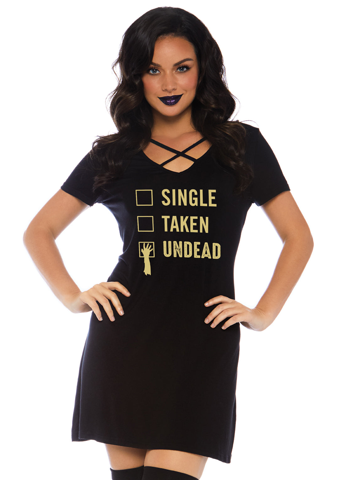 Leg Avenue Undead jersey dress with pocke Black Color