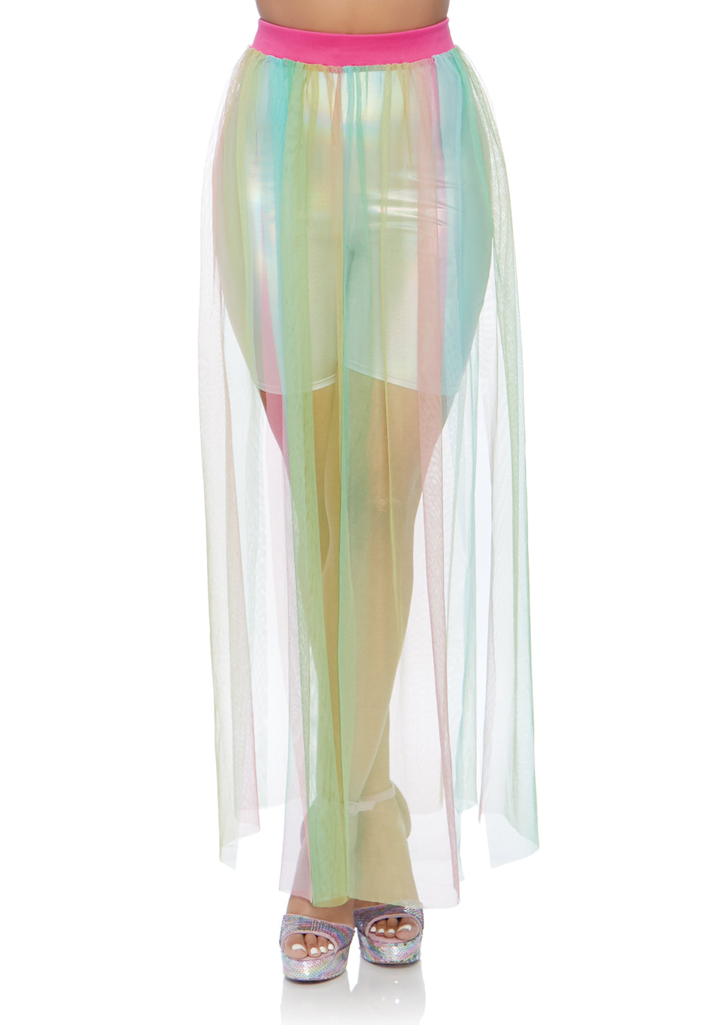 Leg Avenue Multi slit sheer skirt Multicolor Color