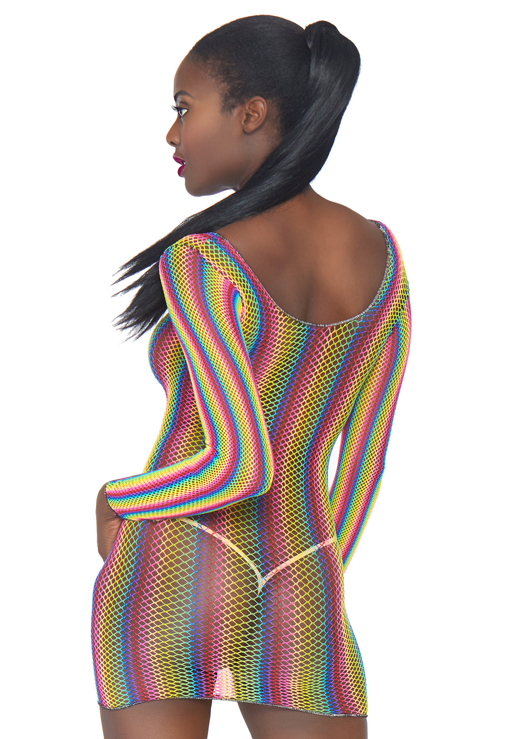 Leg Avenue Rainbow fishnet long sleeved m Multicolor Color