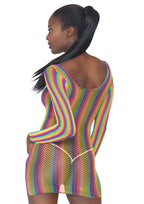 Leg Avenue Rainbow fishnet long sleeved m Multicolor Color