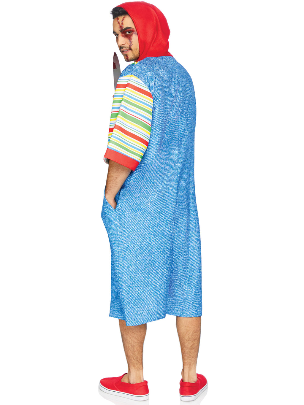 Creepy Killer, features printed hooded jumpsuit with pockets and double sided zipper.