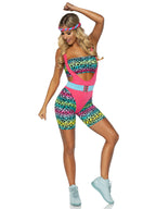 80's Cardio Cutie, 4 PC includes bodysuit, bandeau, belt, headband.