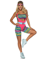 80's Cardio Cutie, 4 PC includes bodysuit, bandeau, belt, headband.