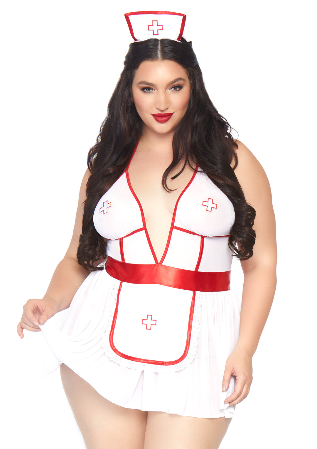 Leg Avenue 3 PC Nightshift Nurse, include Wh/Rd Color