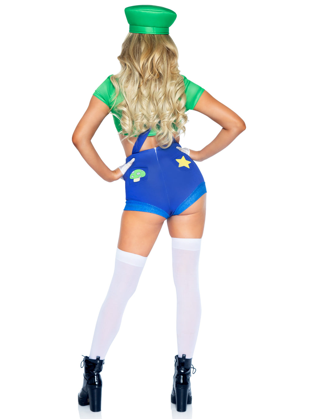 3 PC Gamer Sidekick, includes character crop top, suspender shorts with icon accents, and hat.