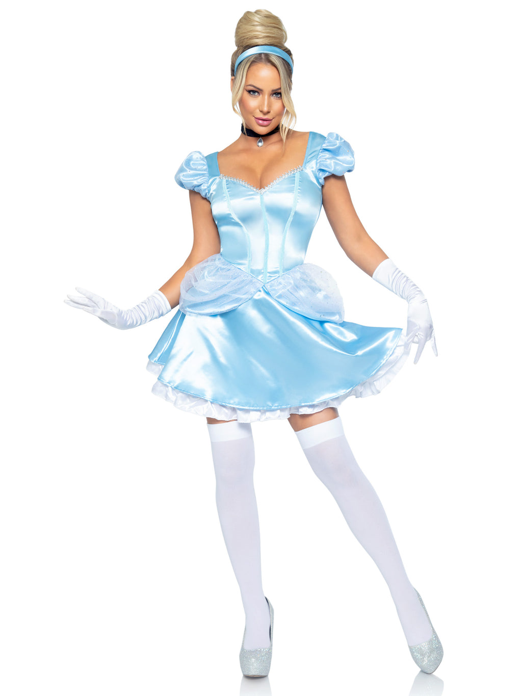 3 PC Storybook Cinderella, includes mini ball gown with ruffle trim, jewel choker, and headband.