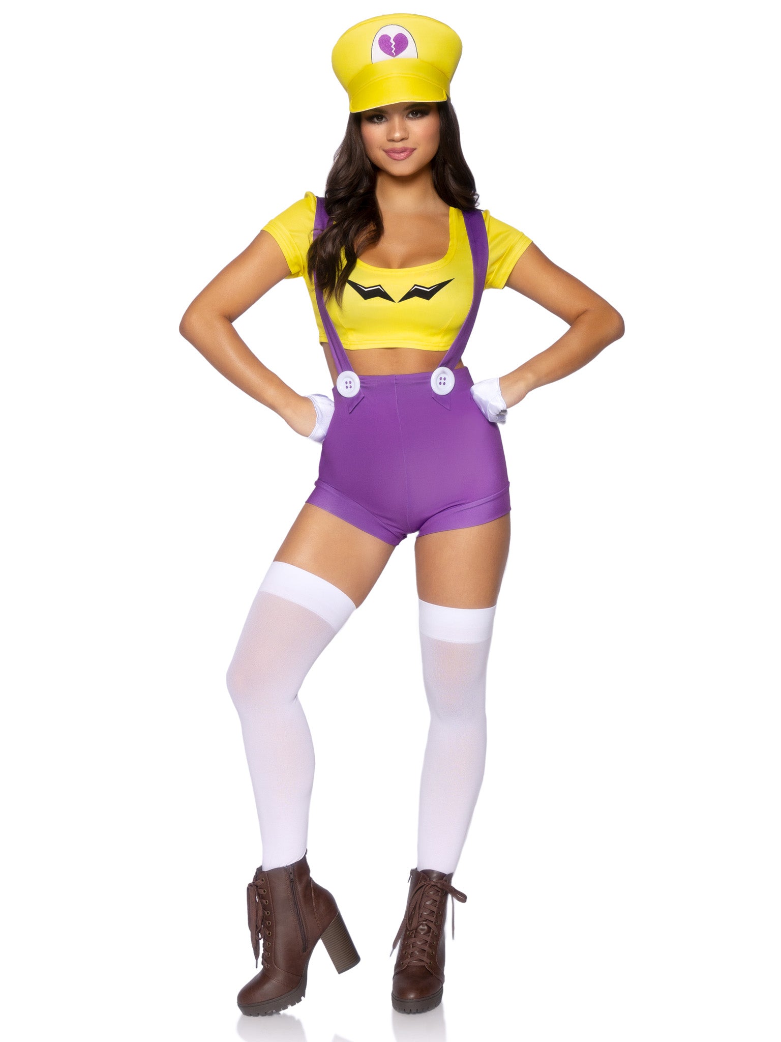 3 PC Gamer Villain, includes character crop top, suspender shorts with icon accents, and hat.