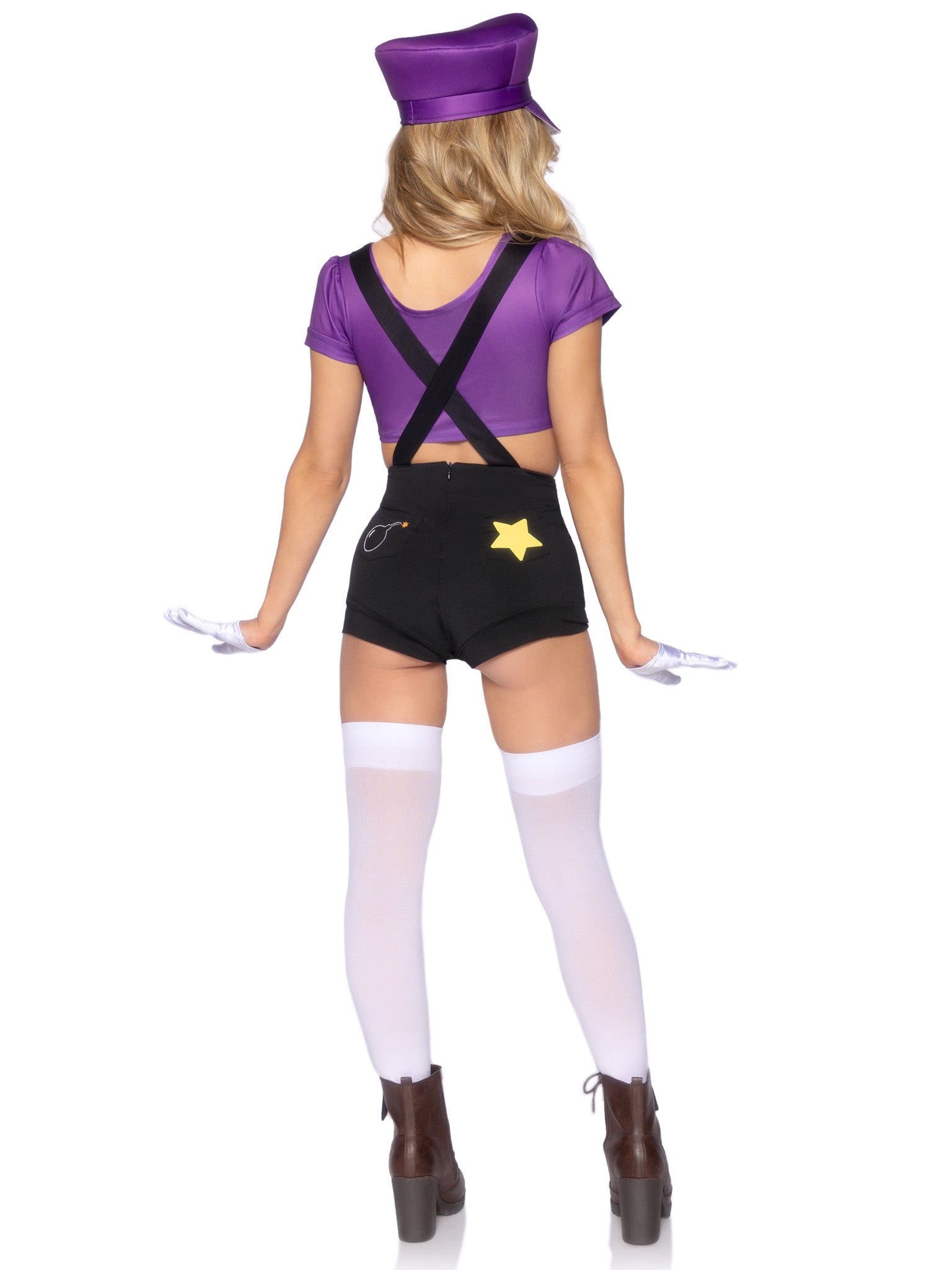 3 PC Gamer Baddie, includes character crop top, suspender shorts with icon accents, and hat.