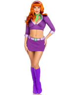 4 PC Meddling Cutie, includes crop top, skirt with attached belt, neck scarf, and headband.