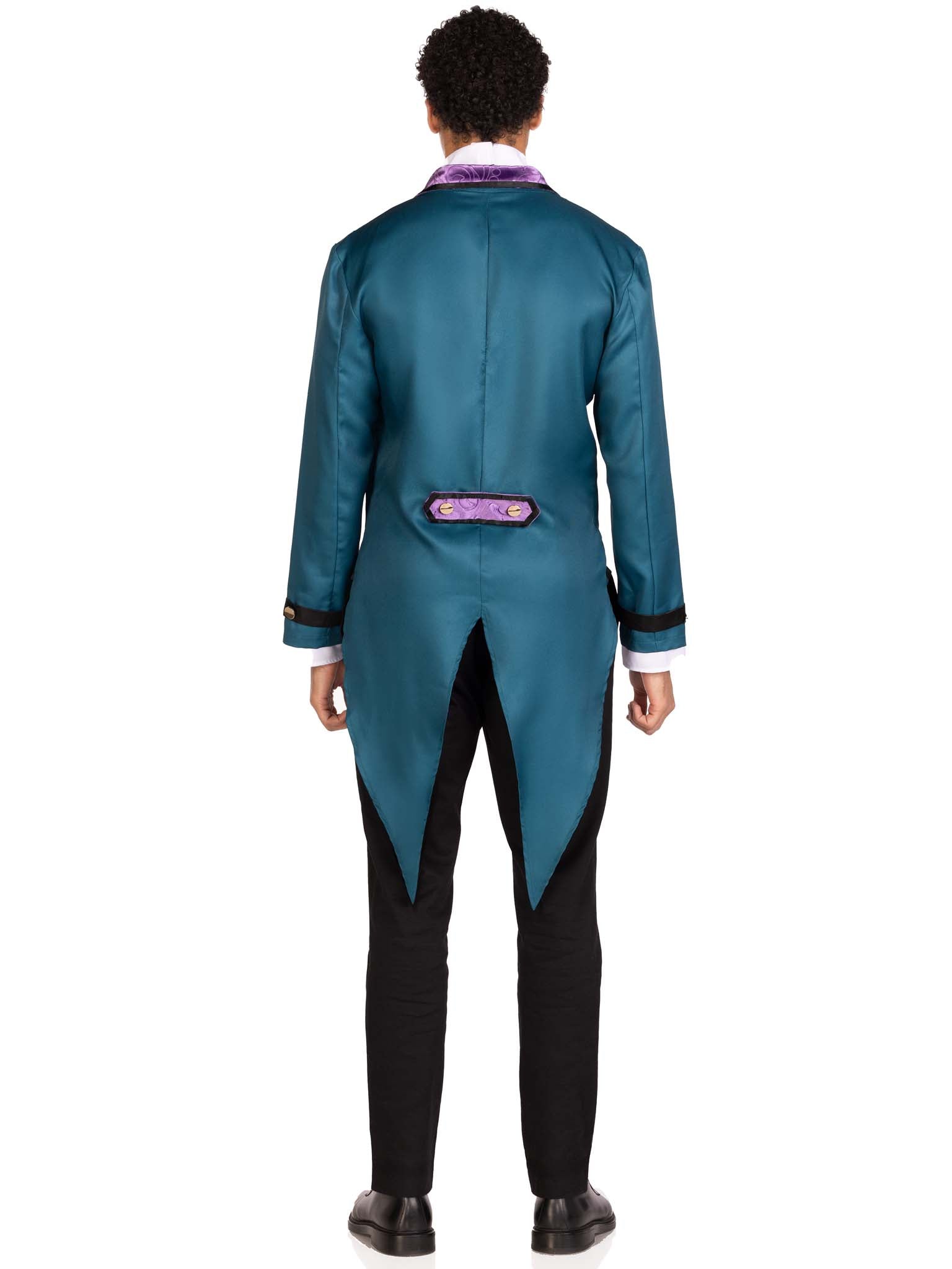 2 PC Victorian Butler, includes striped vest and jacket combo with velvet lapels and dickey with batwing bow tie.