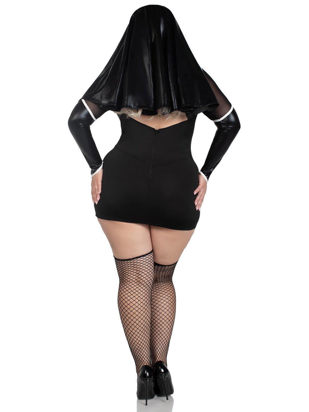 2 PC Holy Hottie, includes boned garter dress with cross accents and nun habit.