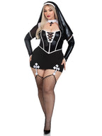 2 PC Holy Hottie, includes boned garter dress with cross accents and nun habit.