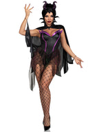 3 PC Evil Enchantress, includes snap crotch bodysuit with iridescent skirt, jeweled flame cape, and horn headband.