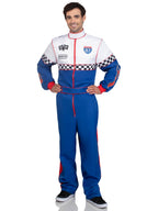 Speedway Racer, features jumpsuit with pockets, two-way zipper, and patch accents.