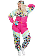 2 PC Totally 80s Tracksuit, includes zip-up tracksuit and headband.