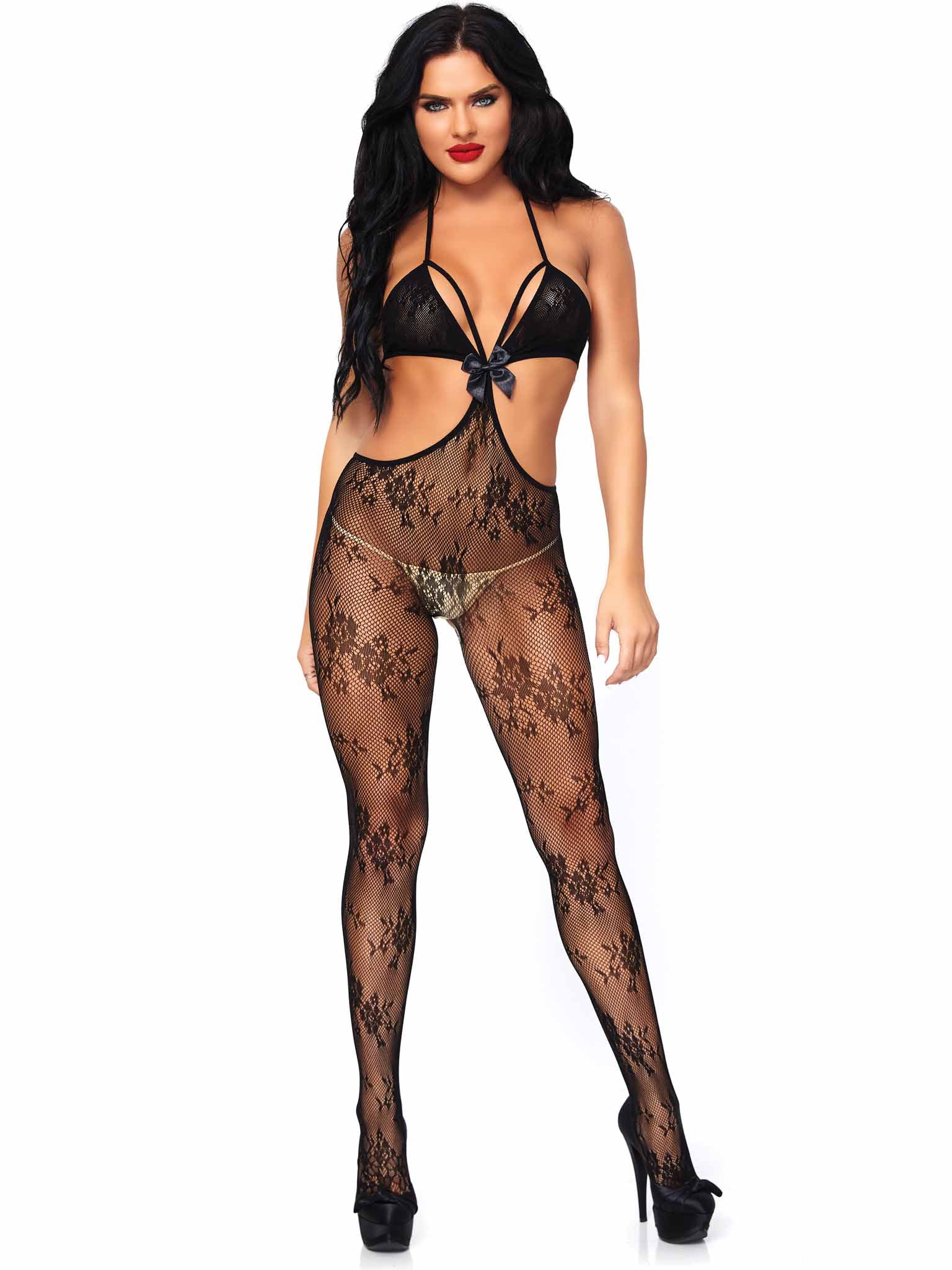 Floral lace strappy cut out bo