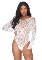 Leg Avenue Crochet lace long sleeved snap White Color