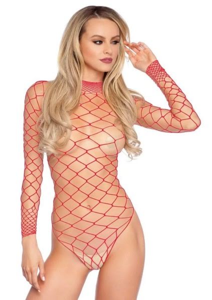 Leg Avenue High neck fence net long sleev Red Color