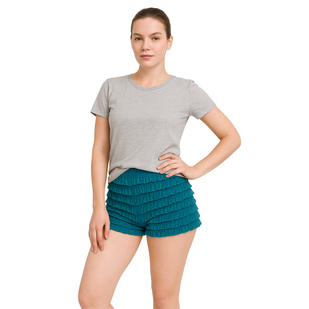 Malco Modes Lace Ruffle Pettipant for Women â??Peacock Blue Halloween Costume Shorts, Y2K Ruffle Bloomers, Cosplay & Festival Dance Bottoms