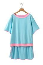 Bonbon Plus Size Contrast Trim T Shirt and Skirt Two Piece Set