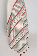 Sandhi: White & Black Contemporary Printed Mulmul Cotton Saree