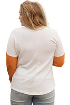 Chestnut Plus Size Pocket Textured Patchwork Top