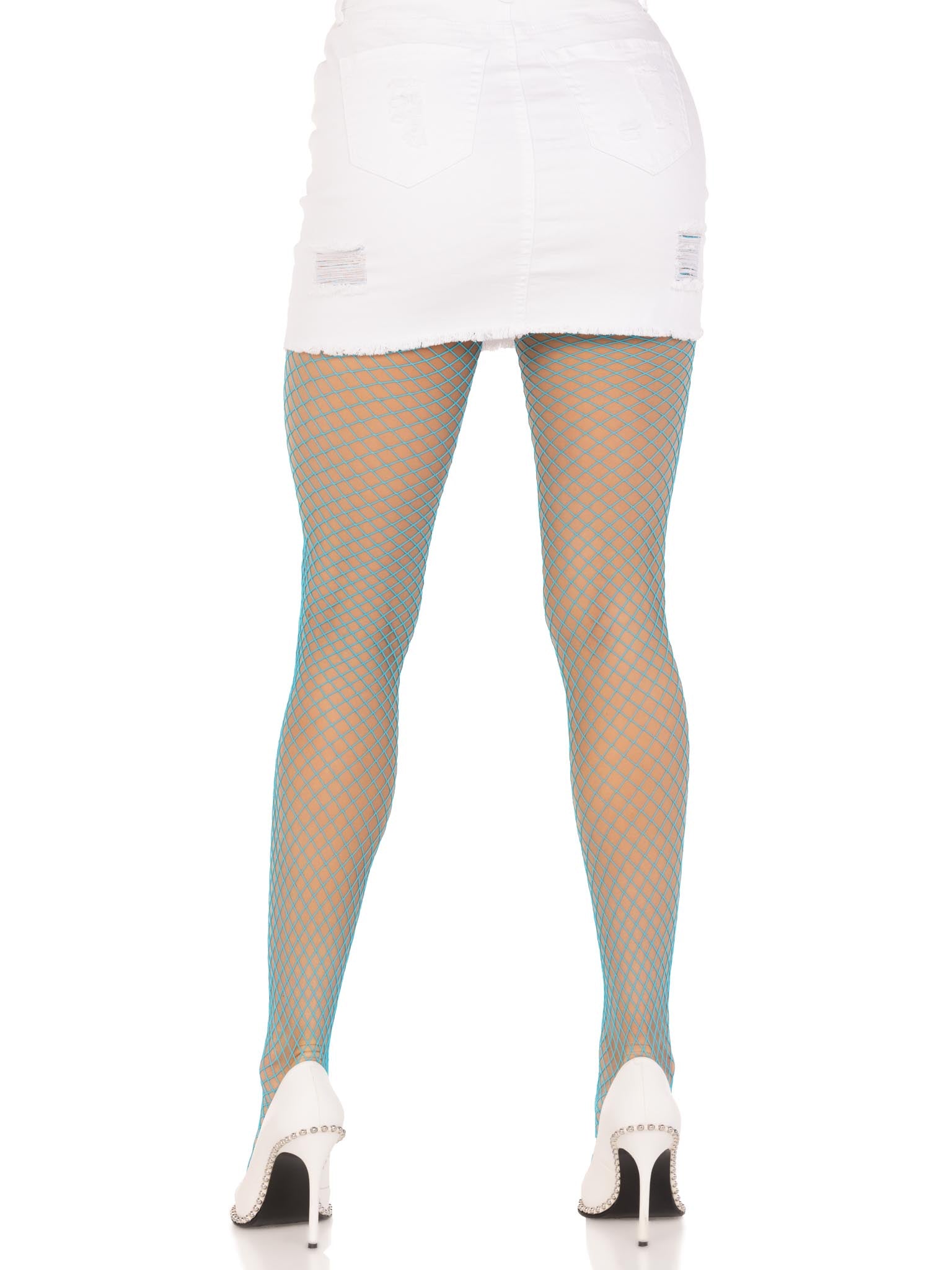 Leg Avenue Spandex Industrial Net tights, O/S, NEON BLUE