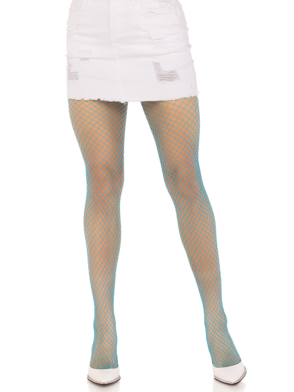 Leg Avenue Spandex Industrial Net tights, O/S, NEON BLUE