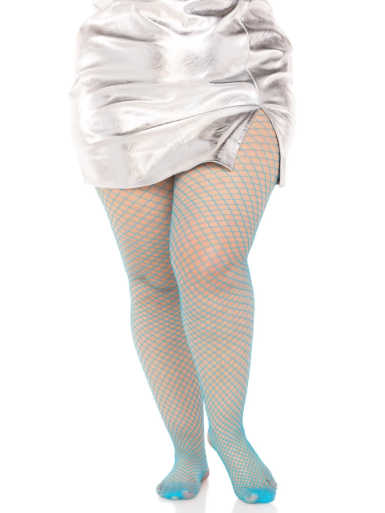 Leg Avenue Spandex Industrial Net tights, 1X-2X, NEON BLUE