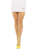 Leg Avenue Spandex Diamond Panty Hose, O/S, NEON YELLO