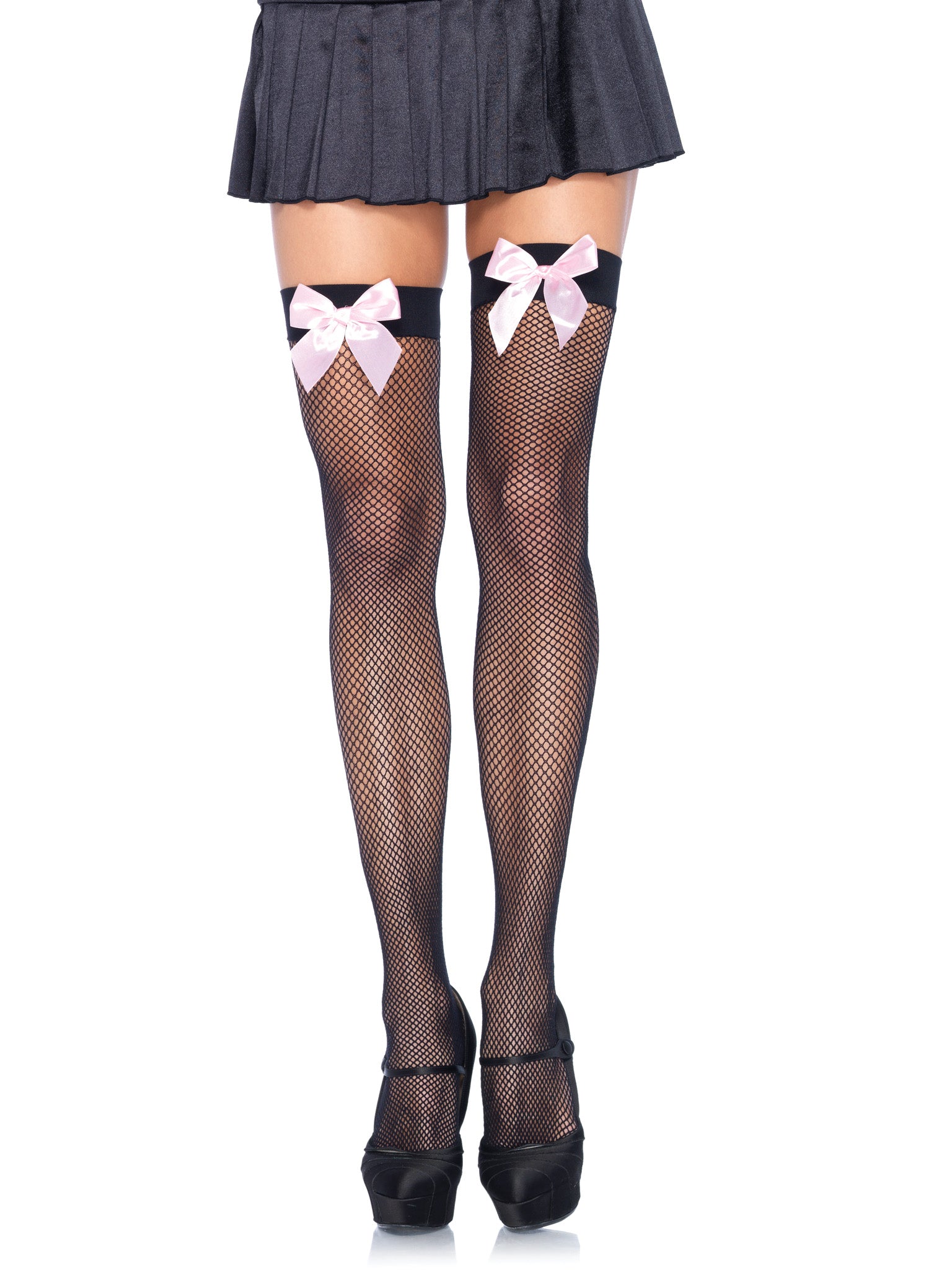 Fishnet Stocking W/Bow O/S BLA