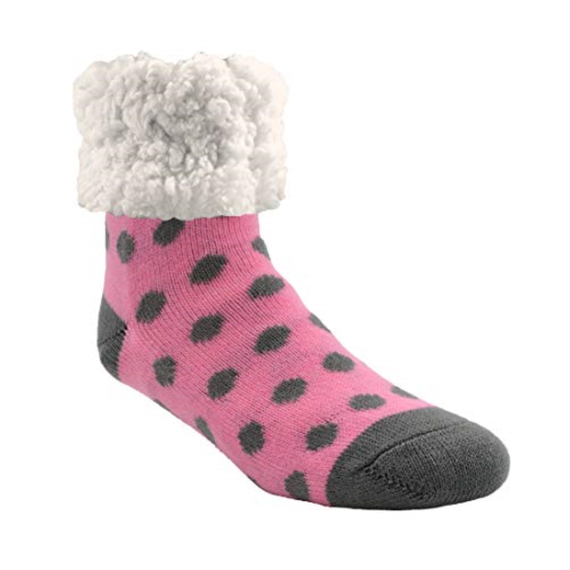 9064793 SOCKS CLSC POLKA DOT PNK Pudus Unisex Classic Polka Dot One Size Fits Most Slipper Socks Pink (Pack of 3)