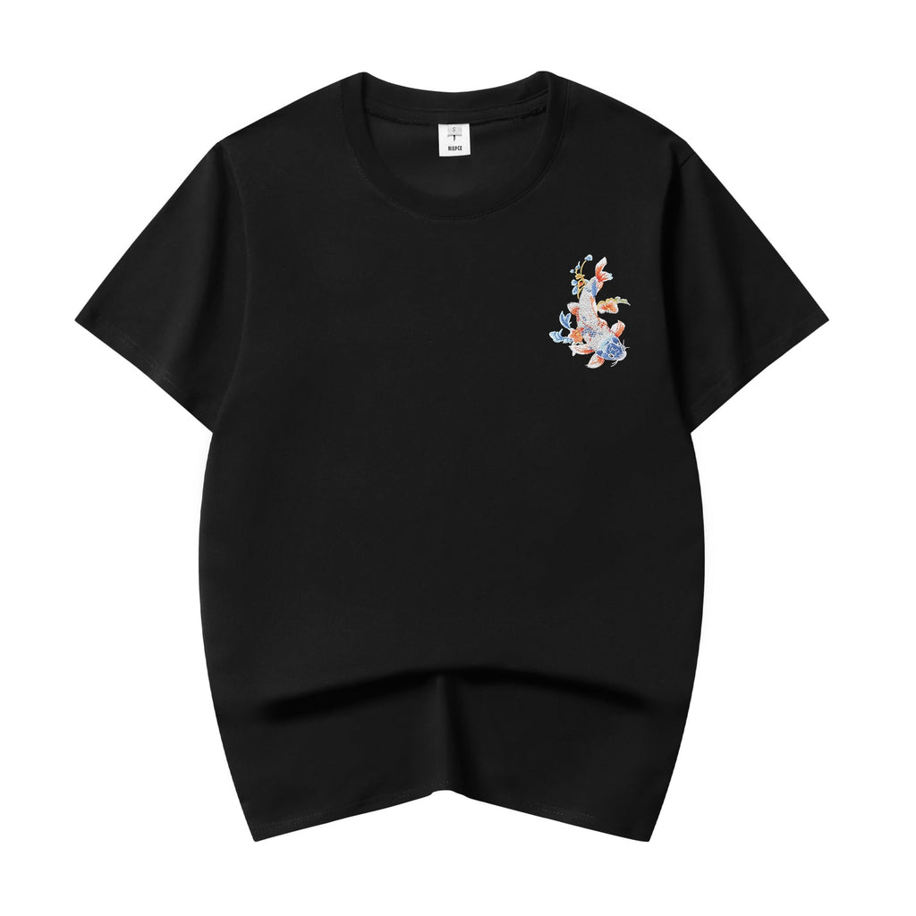 ET515 Rainbow Koi Fish Embroidered Tee