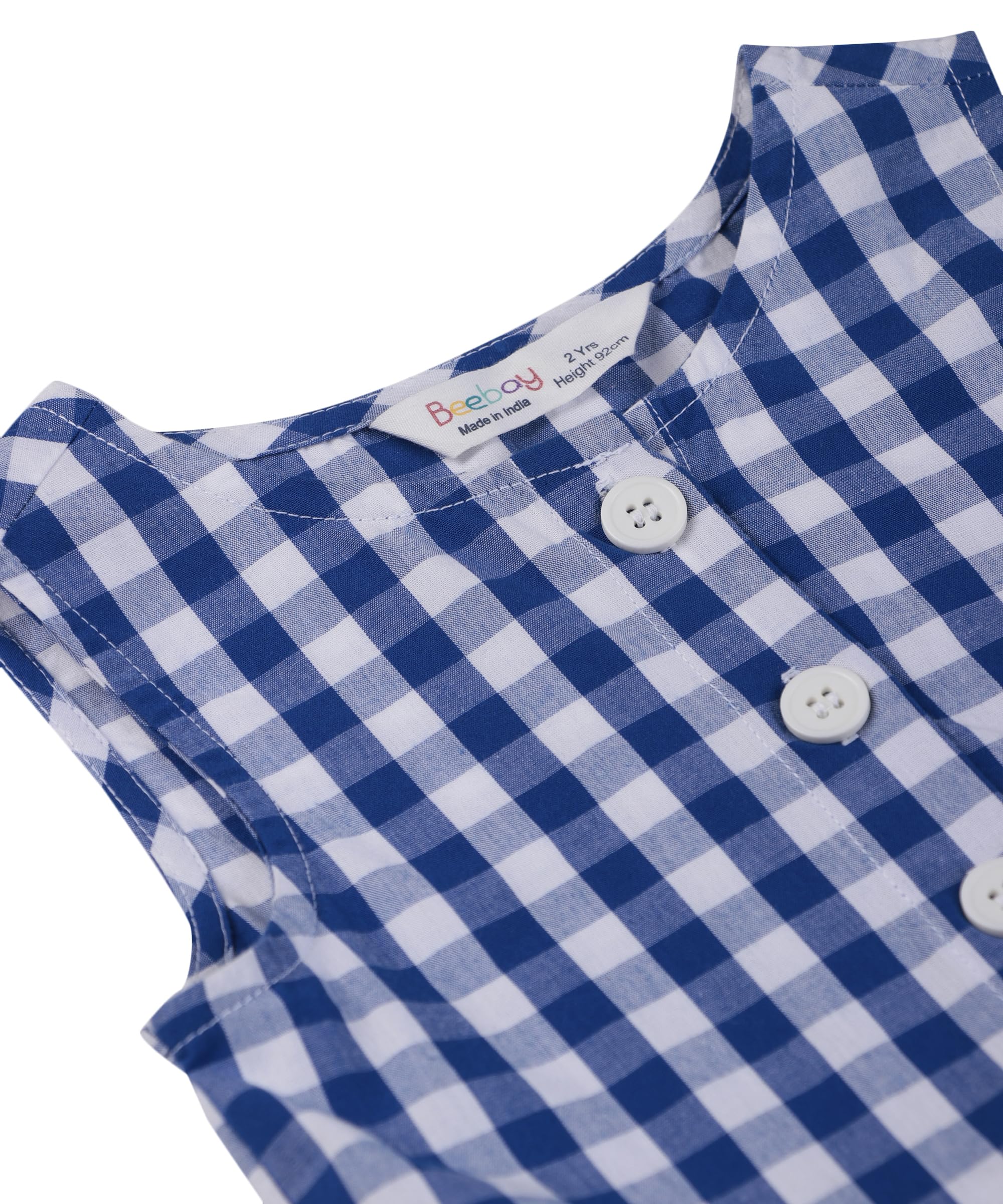 Beebay Kids Girls Y/d Check Button Through Dress Blue