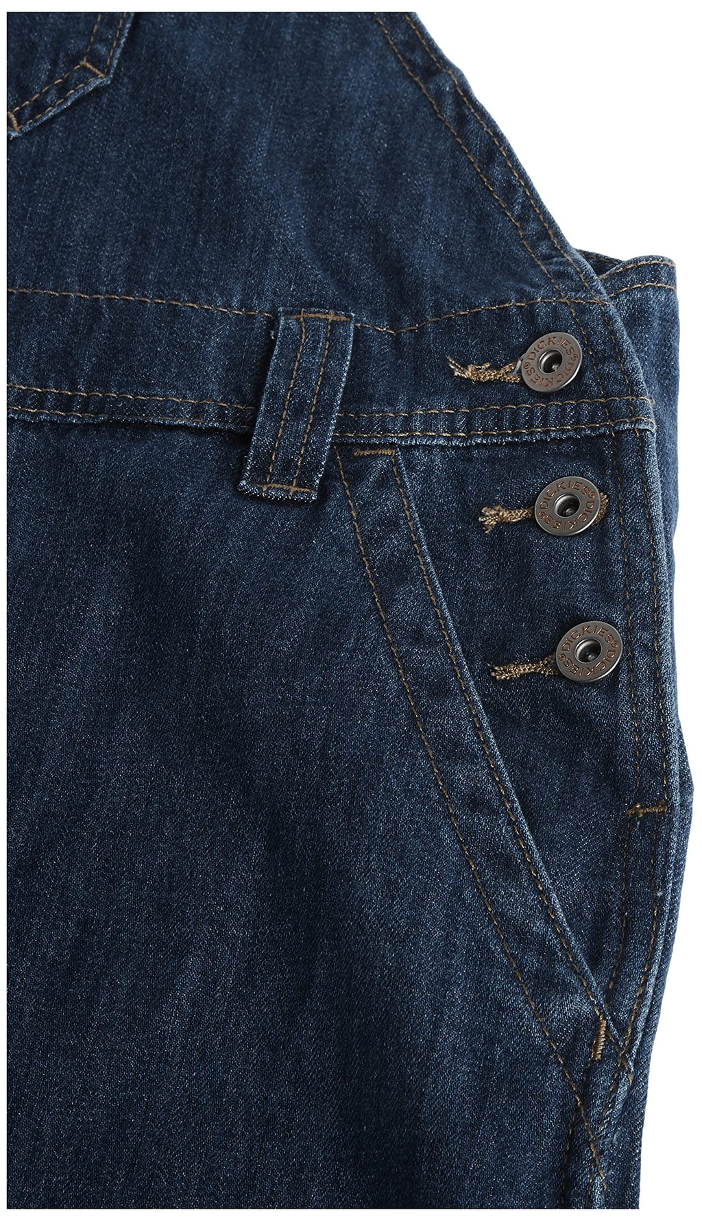 Dickies womens Denim Bib overalls, Medium Stonewashed Denim, Large US