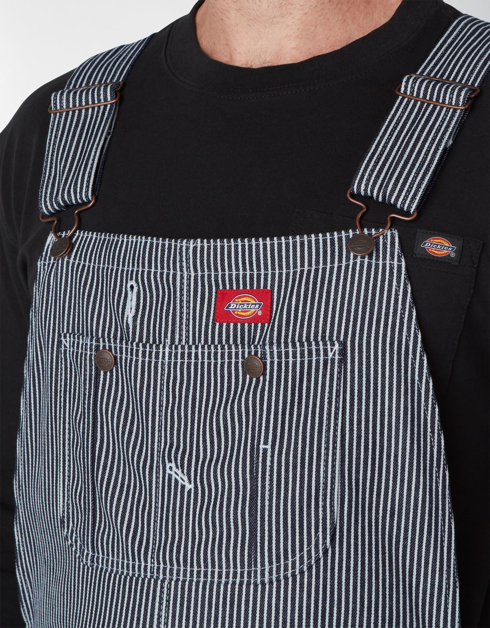 Dickies mens Hickory Striped Bib overalls and coveralls workwear apparel, Hickory Stripe, 32W x 32L US