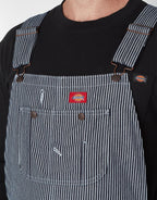 Dickies mens Hickory Striped Bib overalls and coveralls workwear apparel, Hickory Stripe, 40W x 30L US
