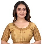 Pujia Mills Womens Art Silk Half Sleeve Embroidery Half Readymade Saree Blouse For Women Sequence Work Blouse
