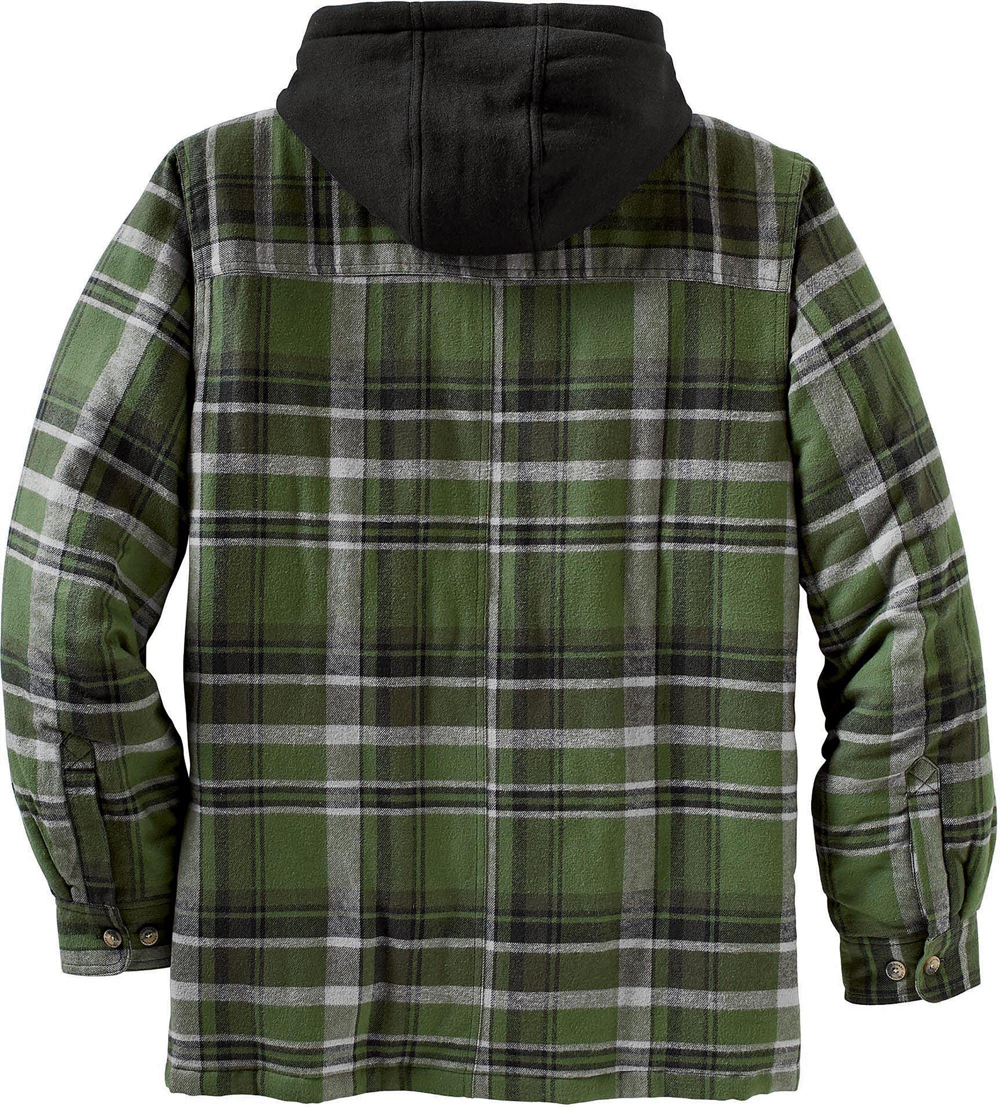 Legendary Whitetails Men's Standard Maplewood Hooded Shirt Jacket, Army Green Plaid, Medium