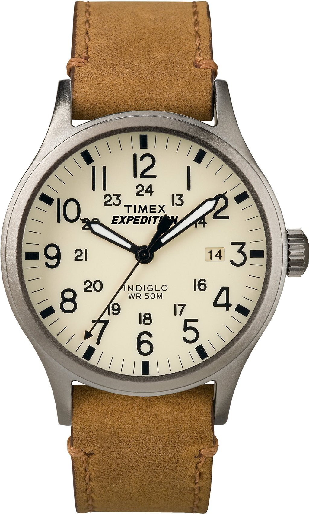 Timex Men's Expedition Scout 40mm Watch - Gray Case Cream Dial with Tan Leather Strap