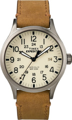 Timex Men's Expedition Scout 40mm Watch - Gray Case Cream Dial with Tan Leather Strap