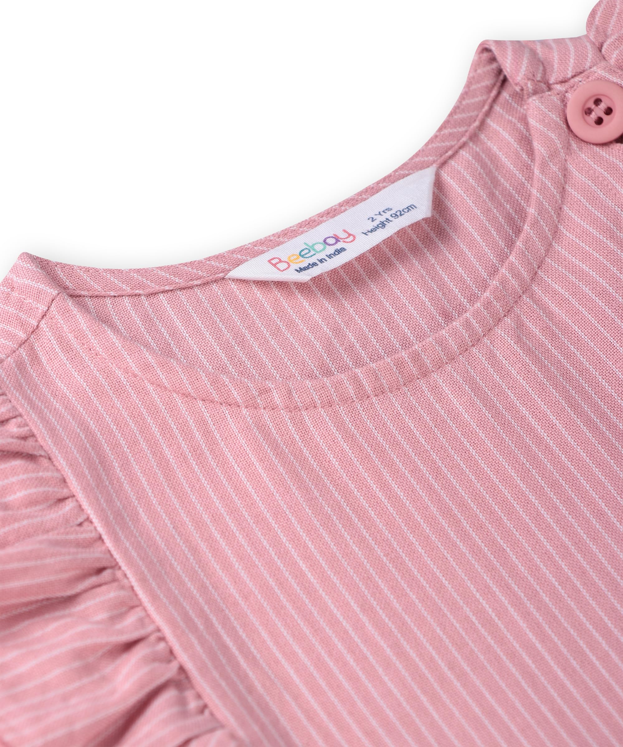 Beebay Kids Girls Button Through Striper Dress Pink