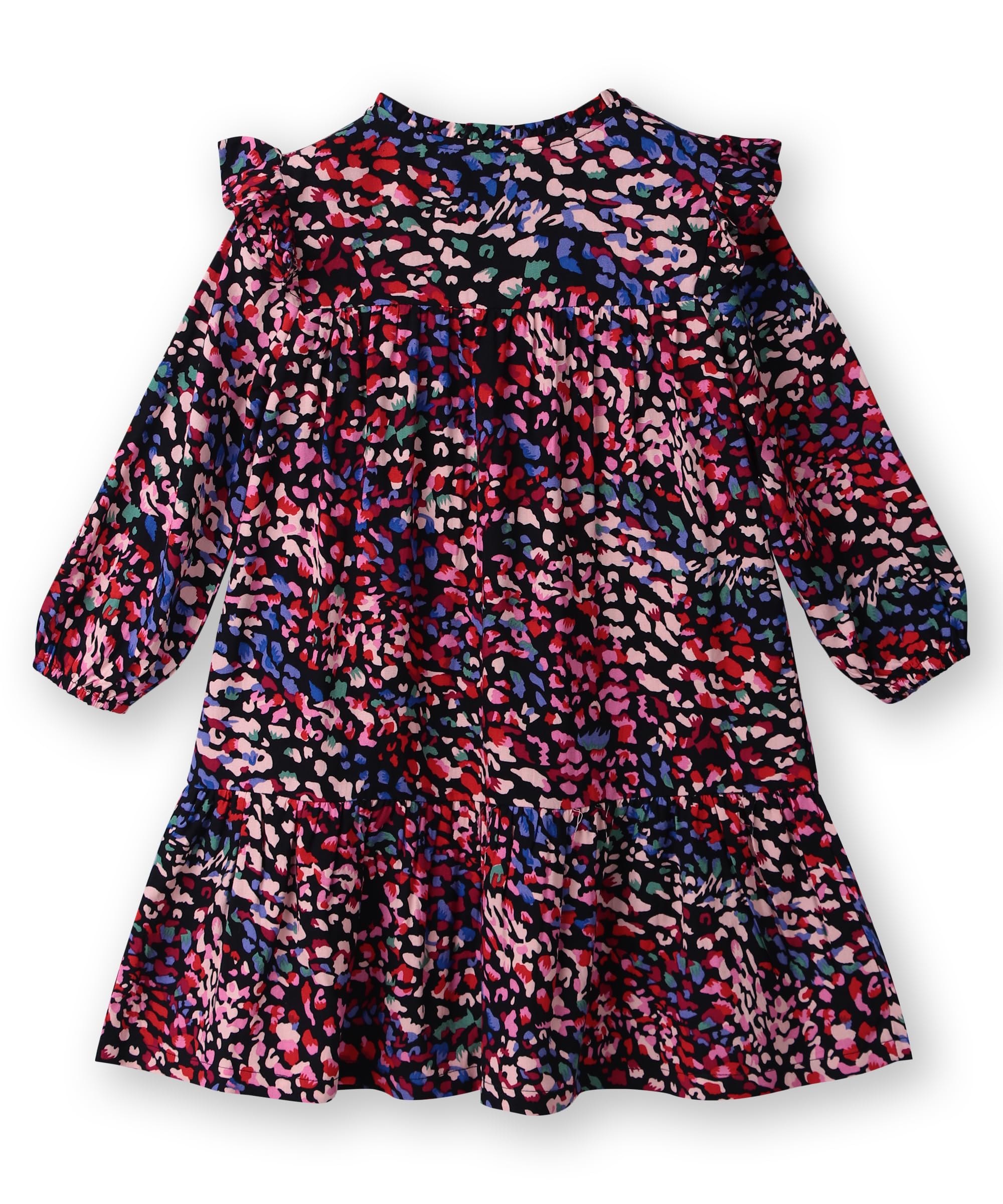 Beebay Kids Girls Button -Through Printed A-line Dress Black