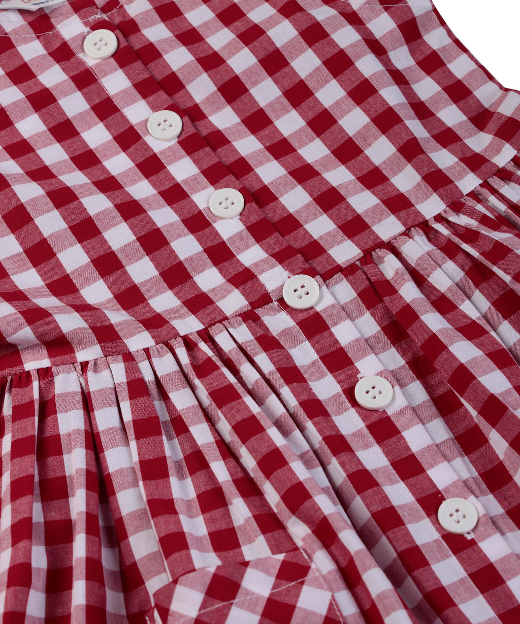 Beebay Kids Girls Y/d Check Button Through Dress Red
