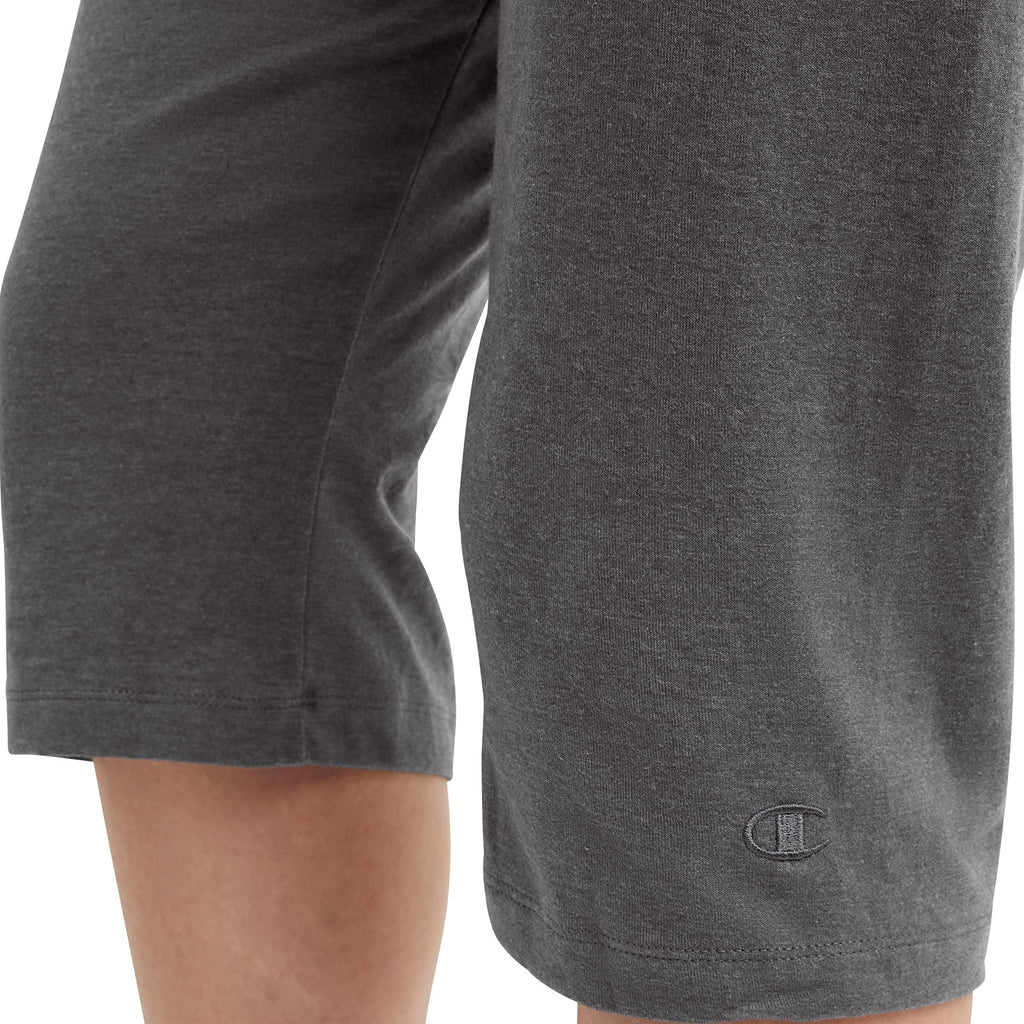 Champion, Lightweight Lounge Cropped Pants, Jersey Knit Capri for Women, 18, Granite Heather, X-Large