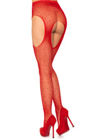 Leg Avenue Crystalized fishnet suspender Red Color